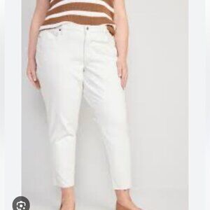 Old Navy High Waisted Og Straight Cut Off Ankle Jeans White